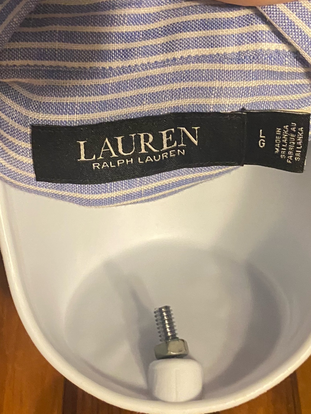 Lauren Ralph Lauren Linen  Blue Stripe Embroidered Hem Shirt Dress Cottagecore - Picture 3 of 14